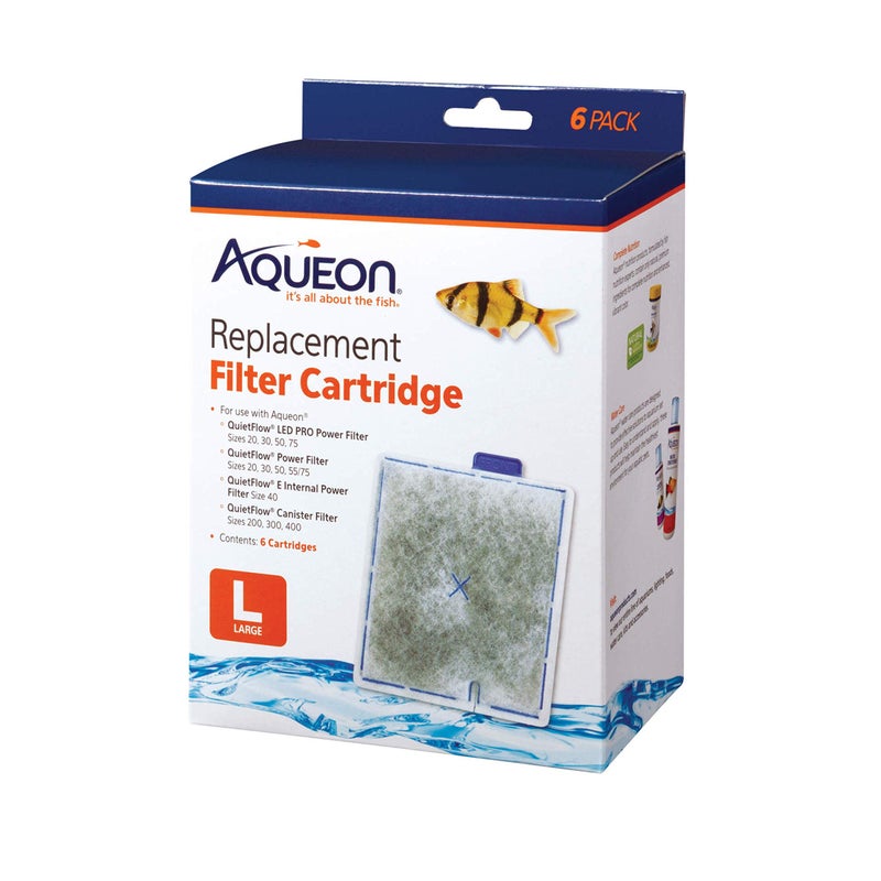Aqueon Replacement Filter Cartridges Large (6 pack), Ensure Even Distribution of Activated Carbon, 25% More Activated Carbon, Easy Installation - Image 1